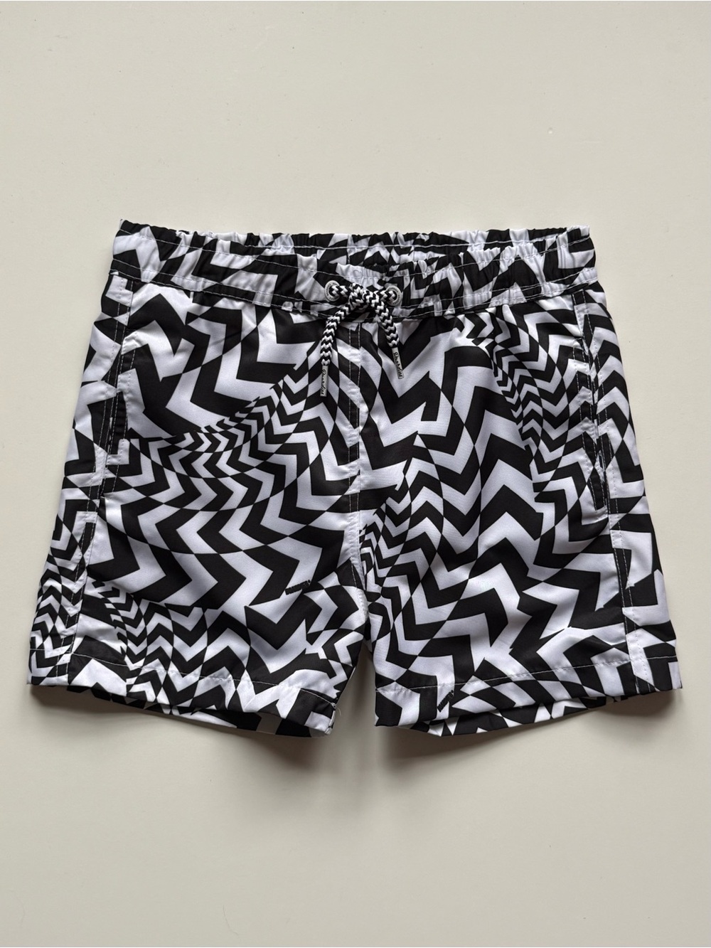 Boardies Boys Black & White Hazard Swim Shorts - Size 5-6